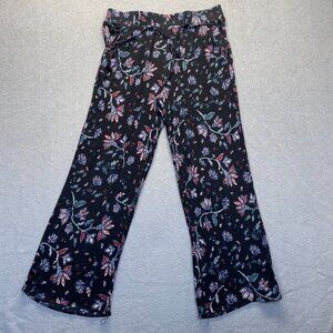 ONE 5 ONE Womens Floral Pants XL  Wide Leg,Rayon,Pockets,Pull On,Elastic Waist